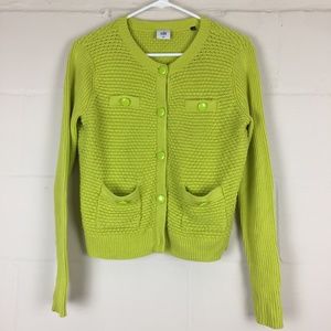 cabi loren cardigan neon green knit medium